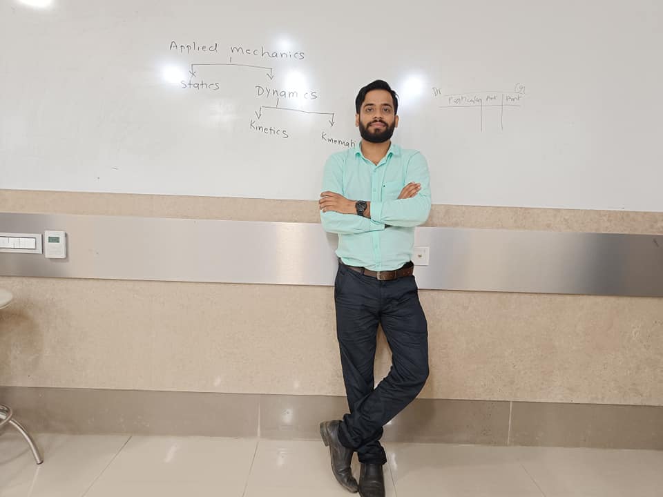 Arunkumar visiting a college to share his experiences as a process engineer with chemical engineering students